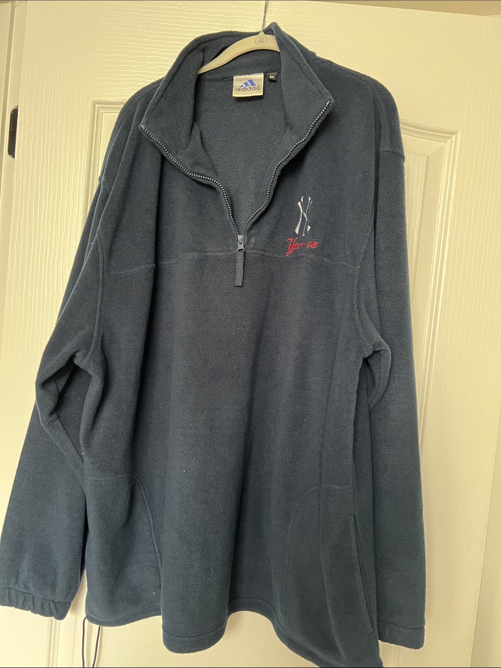adidas Men's Dark Blue Half-Zip Fleece Pullover